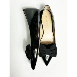 M. Gemi Patent Leather Pointed Toe Bow Flat in Black - Sz 40 (9.5)